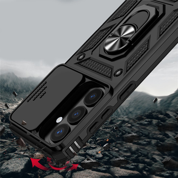 Puzdro s podstavcom a krytom objektívu pre Samsung Galaxy S26, čierne