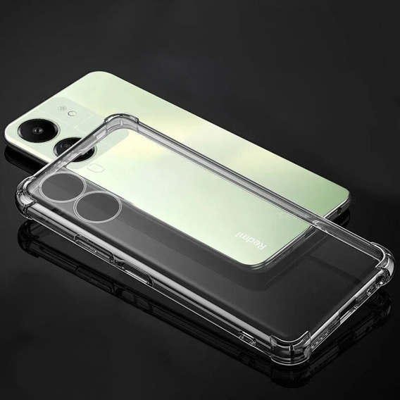 Puzdro pre Xiaomi Redmi 13C, Anti-Shock, priehľadné + sklo 9H