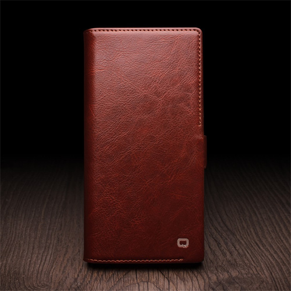 Flipové puzdro pre Samsung Galaxy S25 Ultra, QIALINO Leather Wallet, tmavohnedá