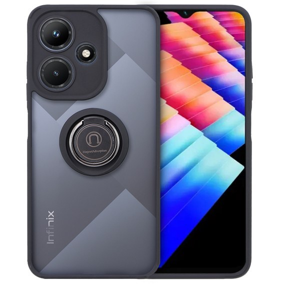 Puzdro pre Infinix Hot 30i, Frosted Ring, čierne