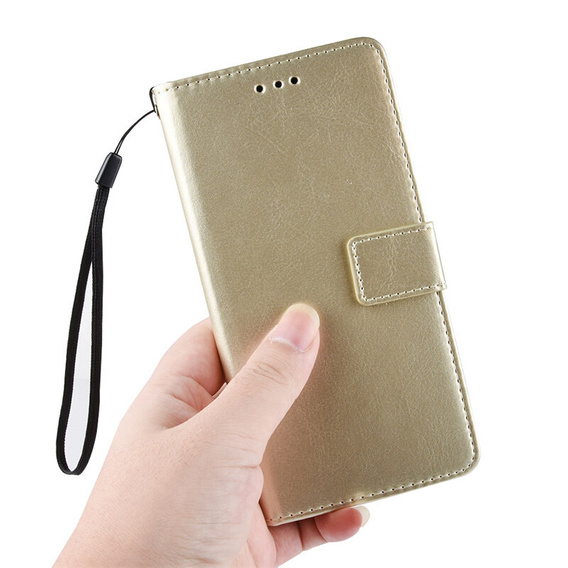 Klapkové puzdro pre Motorola Moto G85, Crazy Horse Wallet, zlaté