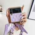 Puzdro pre Samsung Galaxy Z Flip4 5G, Grid Leather, fialové