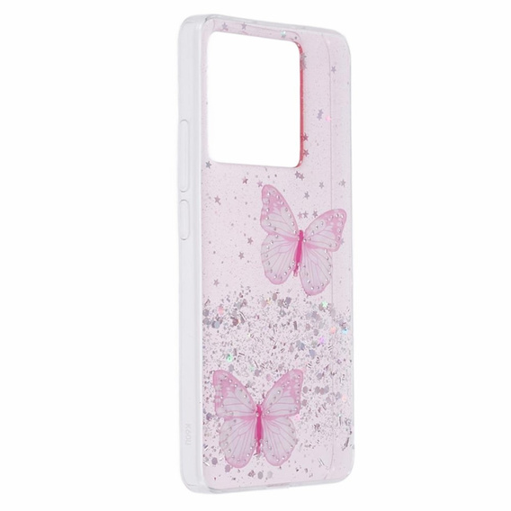 Puzdro pre Xiaomi 13T / 13T Pro / Redmi K60 Ultra, Glitter Butterfly, ružové