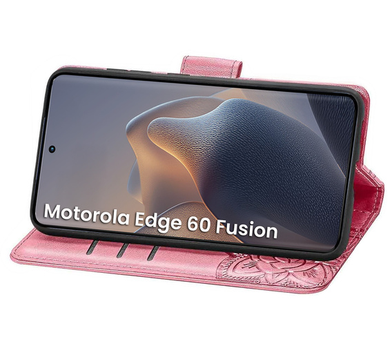 Klapkové puzdro pre Motorola Edge 60 / 60 Fusion, Butterfly, ružové rose gold