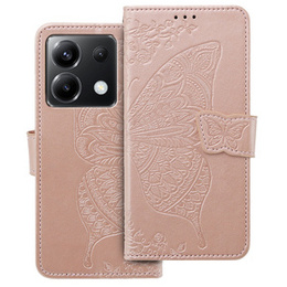 Klapkové puzdro pre Xiaomi Poco X6 5G, Butterfly, ružové rose gold