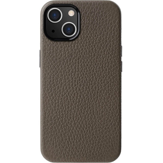 MELKCO puzdro pre iPhone 15 Plus, kožené pre MagSafe, sivé