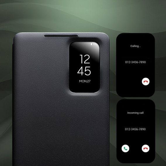 Kožené puzdro Qialino View Window pre Samsung Galaxy S26 Ultra, čierne