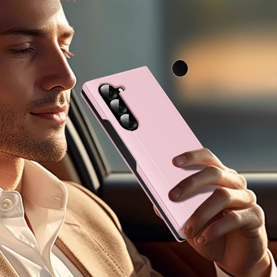 Flipové puzdro pre Samsung Z Fold5 5G, Smart View Wallet, ružové