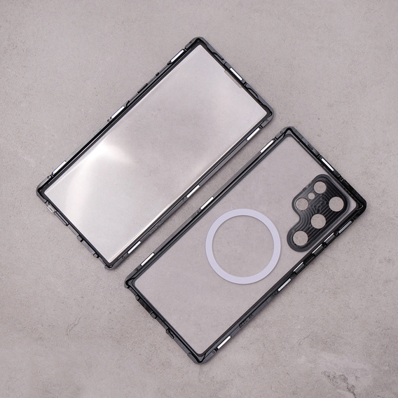 Magnetické puzdro Dual Glass MagSafe pre Samsung Galaxy S22 Ultra, čierne