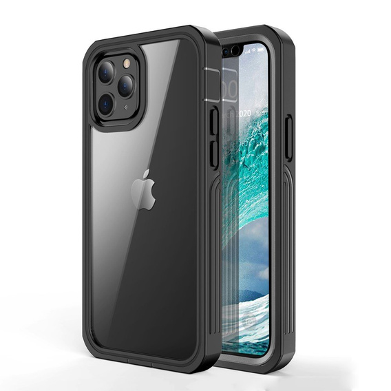 Puzdro pre iPhone 12/12 Pro, Shockproof, s fóliou, čierne