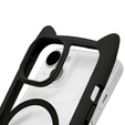 Puzdro pre iPhone 15, pre MagSafe, Cute Cat, čierne + sklo na displej