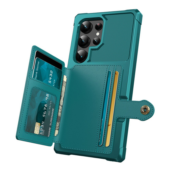 Puzdro pre Samsung Galaxy S24 Ultra, Card Holder Kickstand, zelený