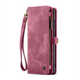 CASEME puzdro pre Samsung Galaxy S25 Ultra, Retro Leather Wallet, s remienkom, červené