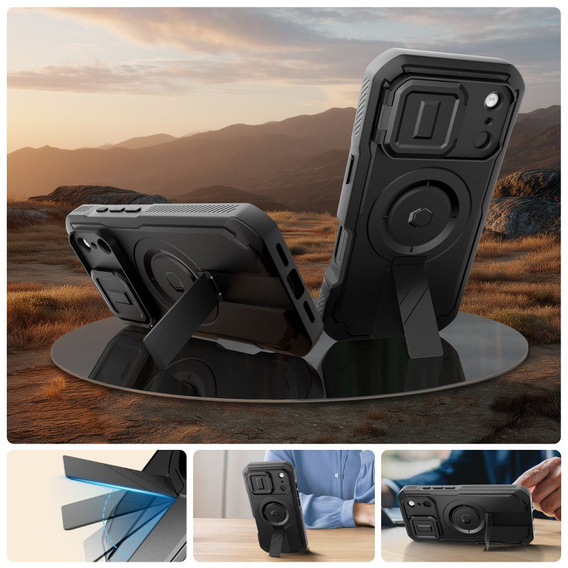 Puzdro Tech-Protect pre iPhone 17 Pro Max, Kevlar MagSafe+, čierne