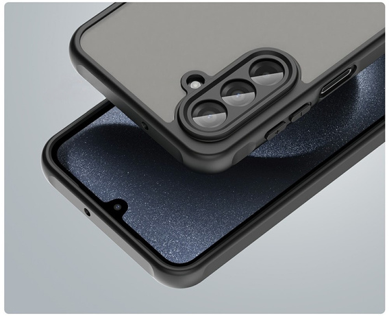 Matné puzdro pre Samsung Galaxy A17 5G, dymové s čiernymi stranami