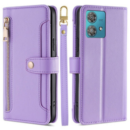 Klapkové puzdro pre Motorola Edge 40 Neo, Wallet Zipper Pocket, fialové