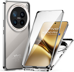 Puzdro pre Vivo X200 Pro 5G, Magnetic Dual Glass, strieborné