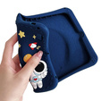 Detské silikónové puzdro pre Samsung Galaxy Tab S6 Lite P610/P615 / S6 Lite 2022 10.4, pancierované s popruhom, Astronaut, tmavomodré