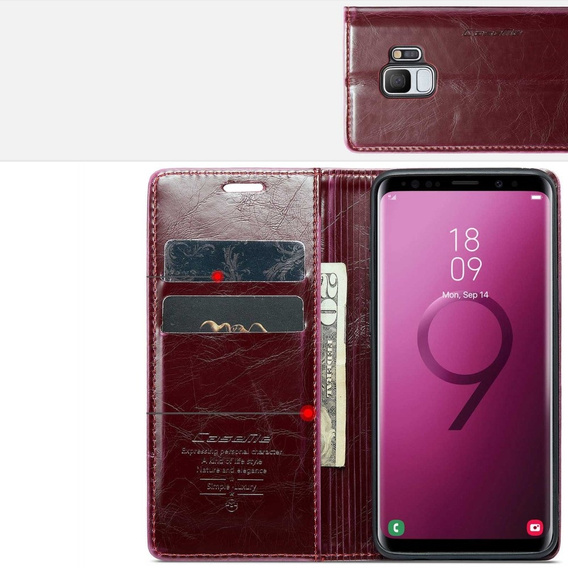 CASEME flipové puzdro pre Samsung Galaxy S9, Waxy Textured, červené