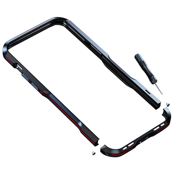 Puzdro LUPHIE pre iPhone 13 Pro Max, Armor Bumper, čierna / červená