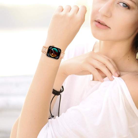 Diamantový náramok pre Xiaomi Smart Band 8 Pro, ružové zlato