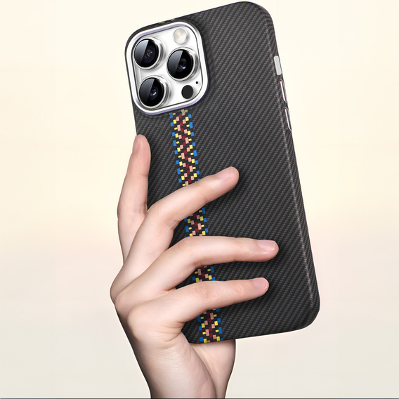 Puzdro pre iPhone 13 Pro, Carbon Fiber MagSafe, čierne