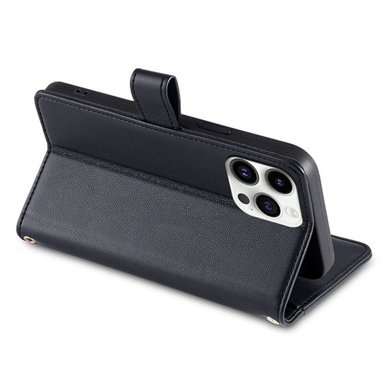 Klapkové puzdro pre iPhone 14 Pro Max, Wallet Zipper Pocket, čierne