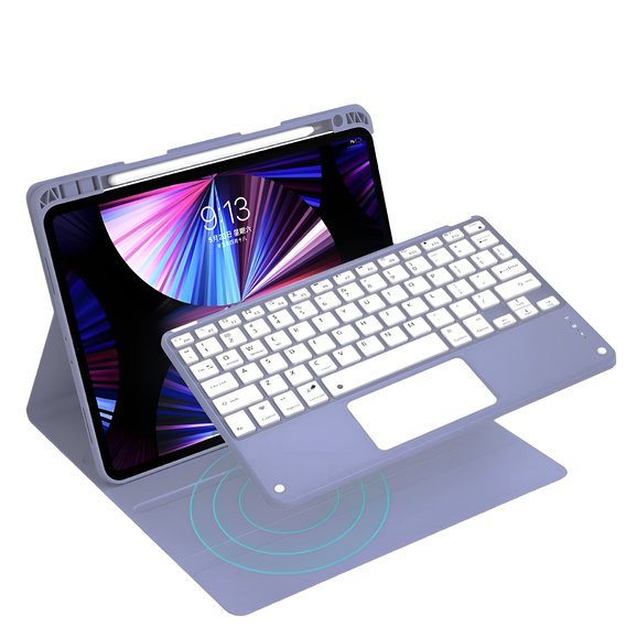 Puzdro + klávesnica iPad 10.2 2021 / 2020 / 2019 / Air 10.5 2019, Leather Pen Slot TouchPad, fialové