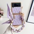 Puzdro pre Samsung Galaxy Z Flip3 5G, Grid Leather, fialové