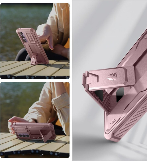 Obrnené puzdro pre Samsung Galaxy A35, Dexnor Full Body (Two Frames), ružové rose gold