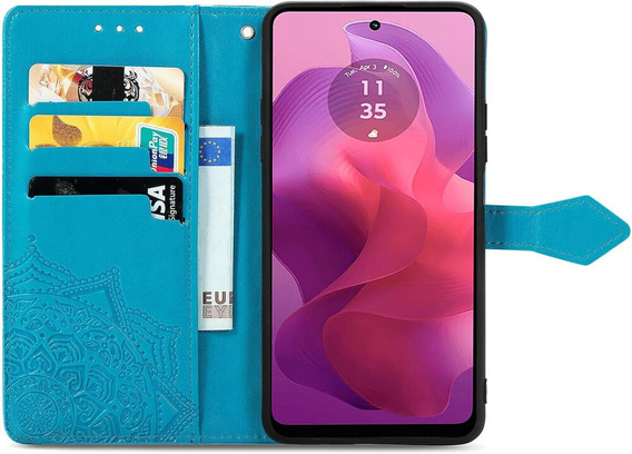 Klapkové puzdro pre Motorola Moto E14, Mandala, modré