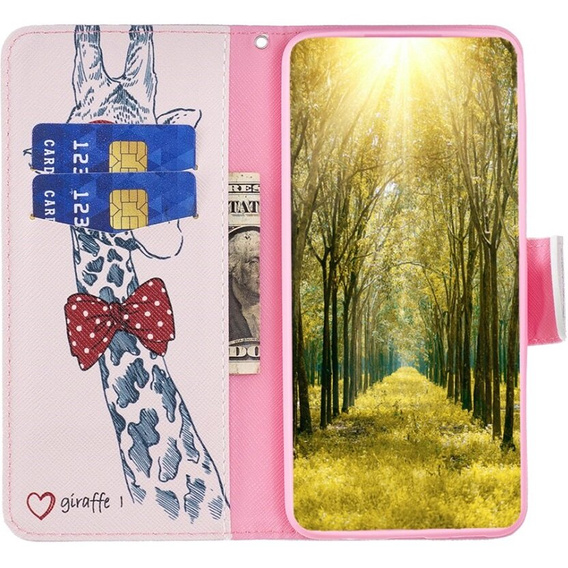 Klapkové puzdro pre Samsung Galaxy A05s, Wallet, giraffe, ružové