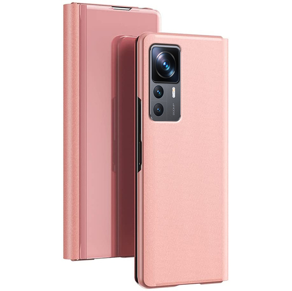 Obal na mobil pre Xiaomi 12T / 12T Pro, Clear View, ružové rose gold