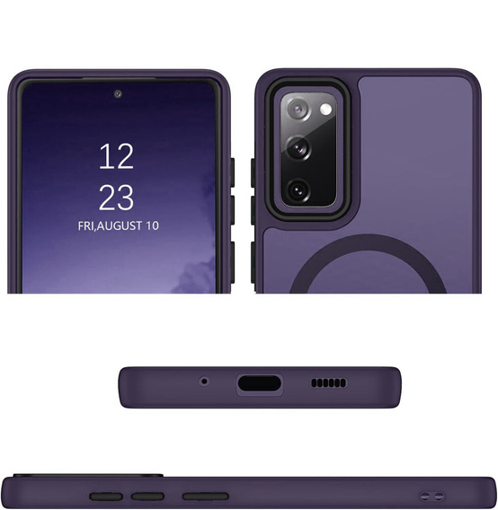 Puzdro pre Samsung Galaxy S20 FE, pre MagSafe, ERBORD Matt Case, tmavo fialová + sklo na displej