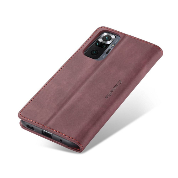 CASEME puzdro pre Xiaomi Redmi Note 10 Pro, Leather Wallet Case, červené