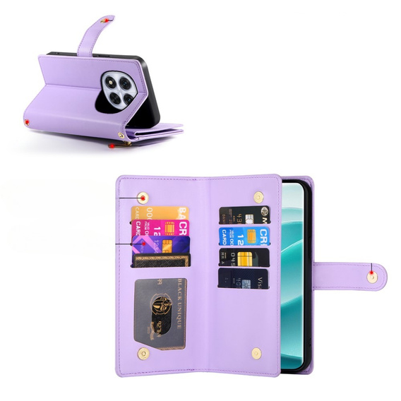 Klapkové puzdro pre Xiaomi Redmi Note 14 Pro 5G / Poco X7 5G, Wallet Zipper Pocket, fialové