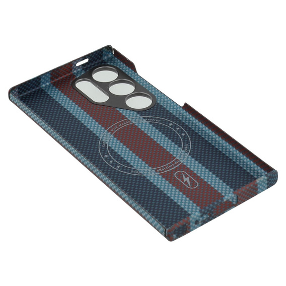 Puzdro pre Samsung Galaxy S24 Ultra, Aramid Fiber Slim Case, pre MagSafe, modrá / červená