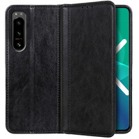 Obal na mobil pre Sony Xperia 5 IV 5G, Wallet Litchi Leather, čierne