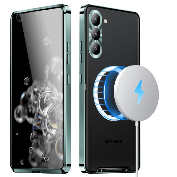 Ochranné puzdro na fotoaparát pre Samsung Galaxy S23 Plus, CamShield MagSafe, transparentné / zelené