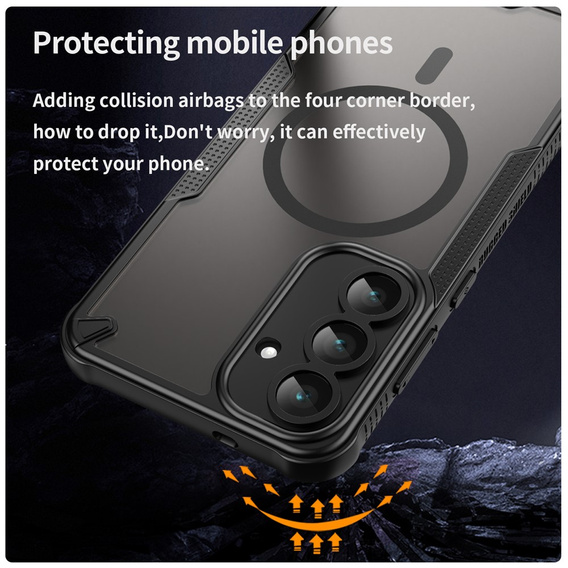 Pancierované puzdro pre Samsung Galaxy S25 FE, pre MagSafe, matné čierne