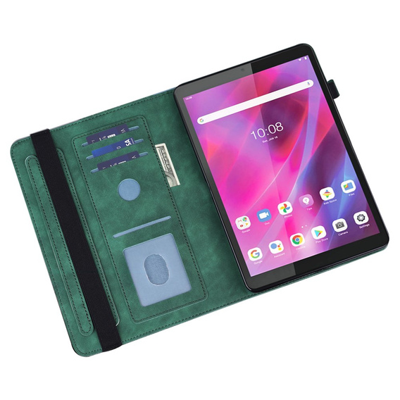 Puzdro s chlopňou pre Lenovo Tab M8 Gen 4 TB-300FU, flower, zelený