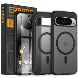 Puzdro pre Google Pixel 9 Pro, pre MagSafe, ERBORD Matt Case, čierny + sklo na displej