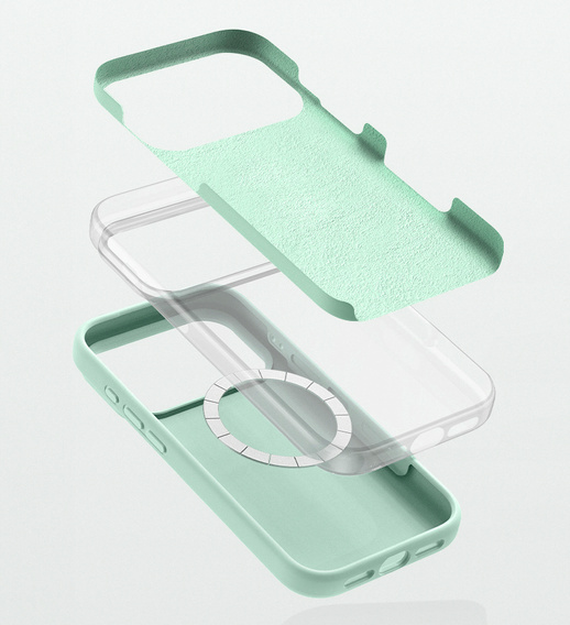 Silikónové puzdro pre iPhone 17 Pro, pre MagSafe, proti nárazom, zelené