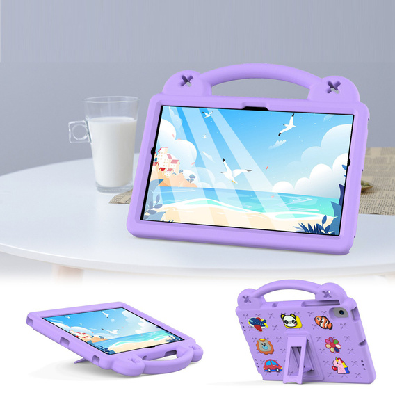Detské puzdro pre Samsung Tab A8 X200 / X205, Cute Patterns, so stojanom, fialové