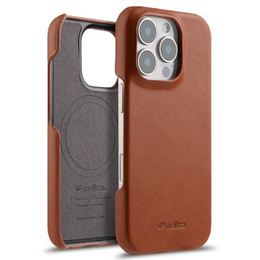 Puzdro MELKCO pre iPhone 16 Pro, Waxy Textured, hnedé