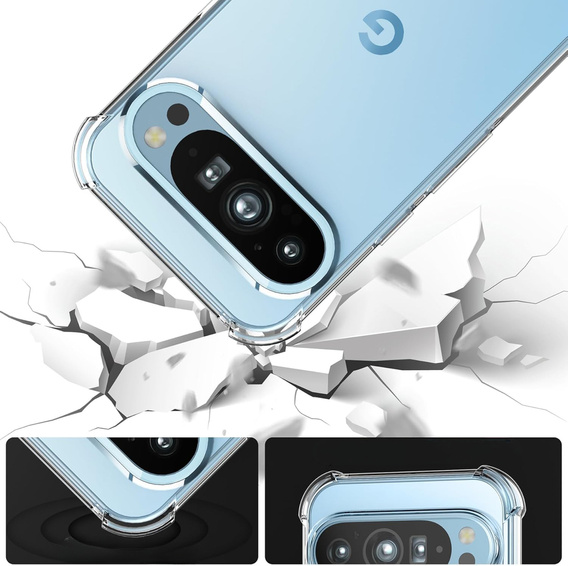 Puzdro pre Google Pixel 9 / Pixel 9 Pro, Erbord Dropproof, priehľadné + sklo