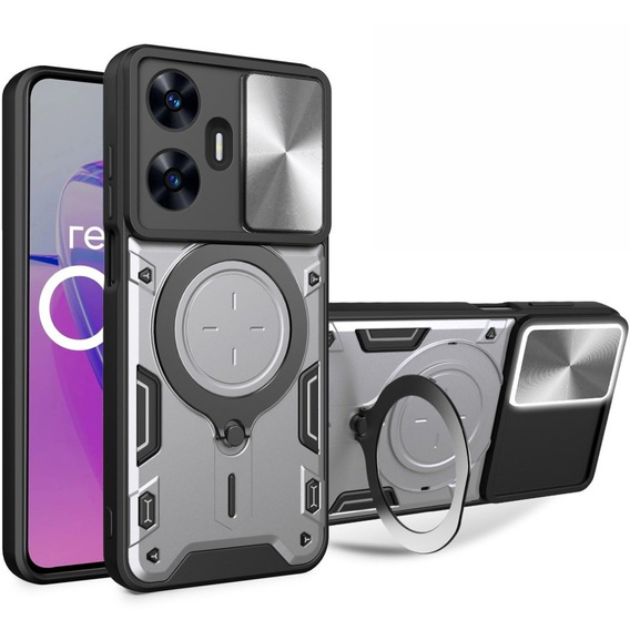 Pancierované puzdro pre Realme C55, CamShield Slide, strieborné