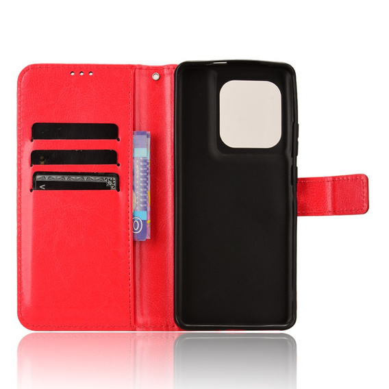 Klapkové puzdro pre Motorola Edge 50 Ultra, Crazy Horse Wallet, červené