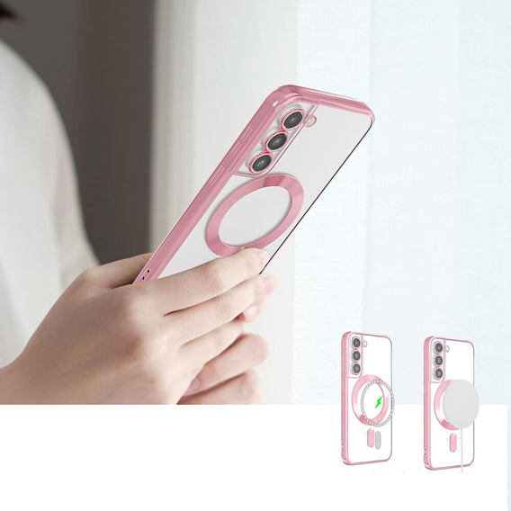 Puzdro pre Samsung Galaxy S22, Electro MagSafe, ružové rose gold + sklo na displej