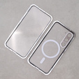 Magnetické puzdro Dual Glass MagSafe pre Samsung Galaxy S23+ Plus, strieborné